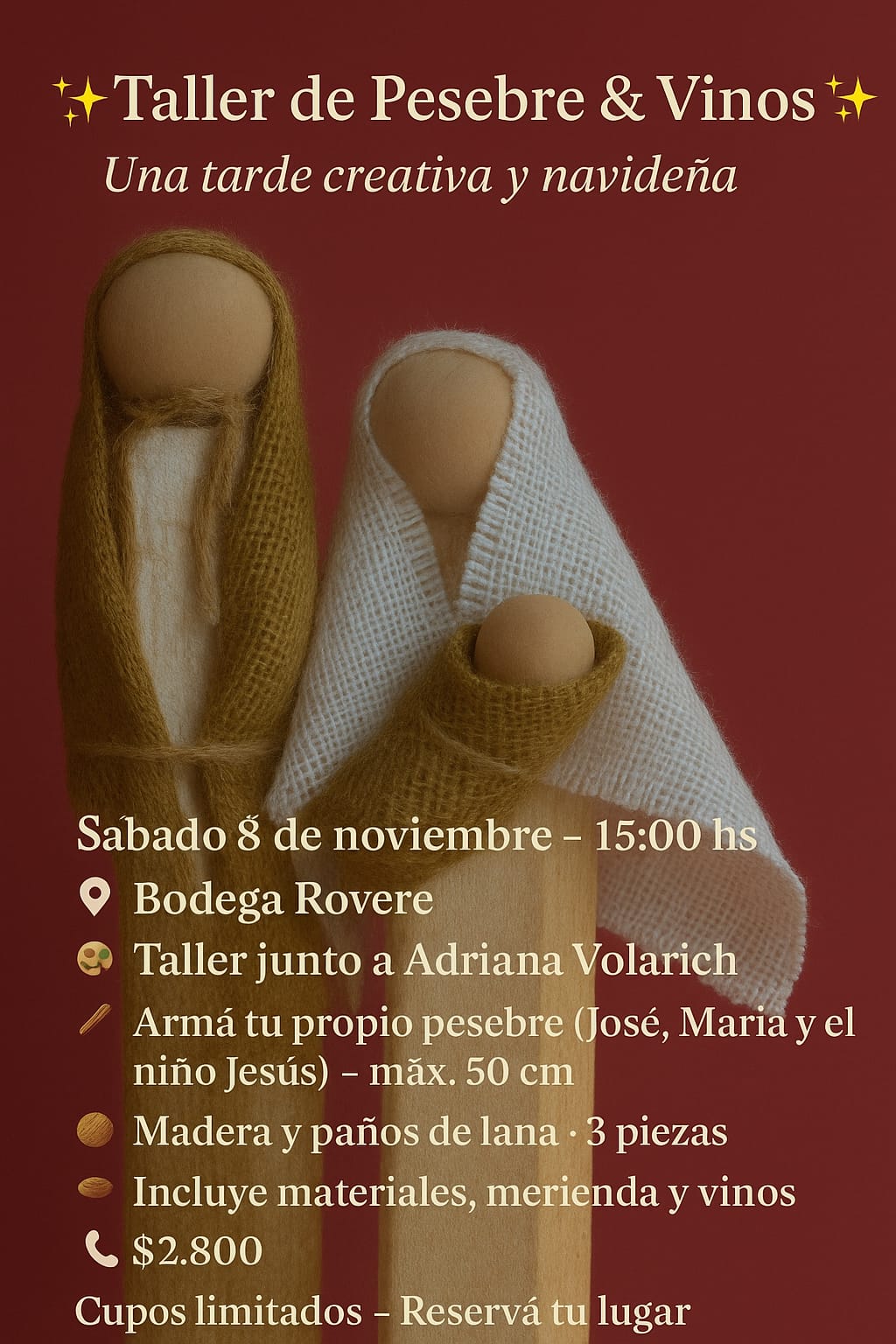 BODEGA ROVERE: TALLER DE PESEBRE Y VINOS